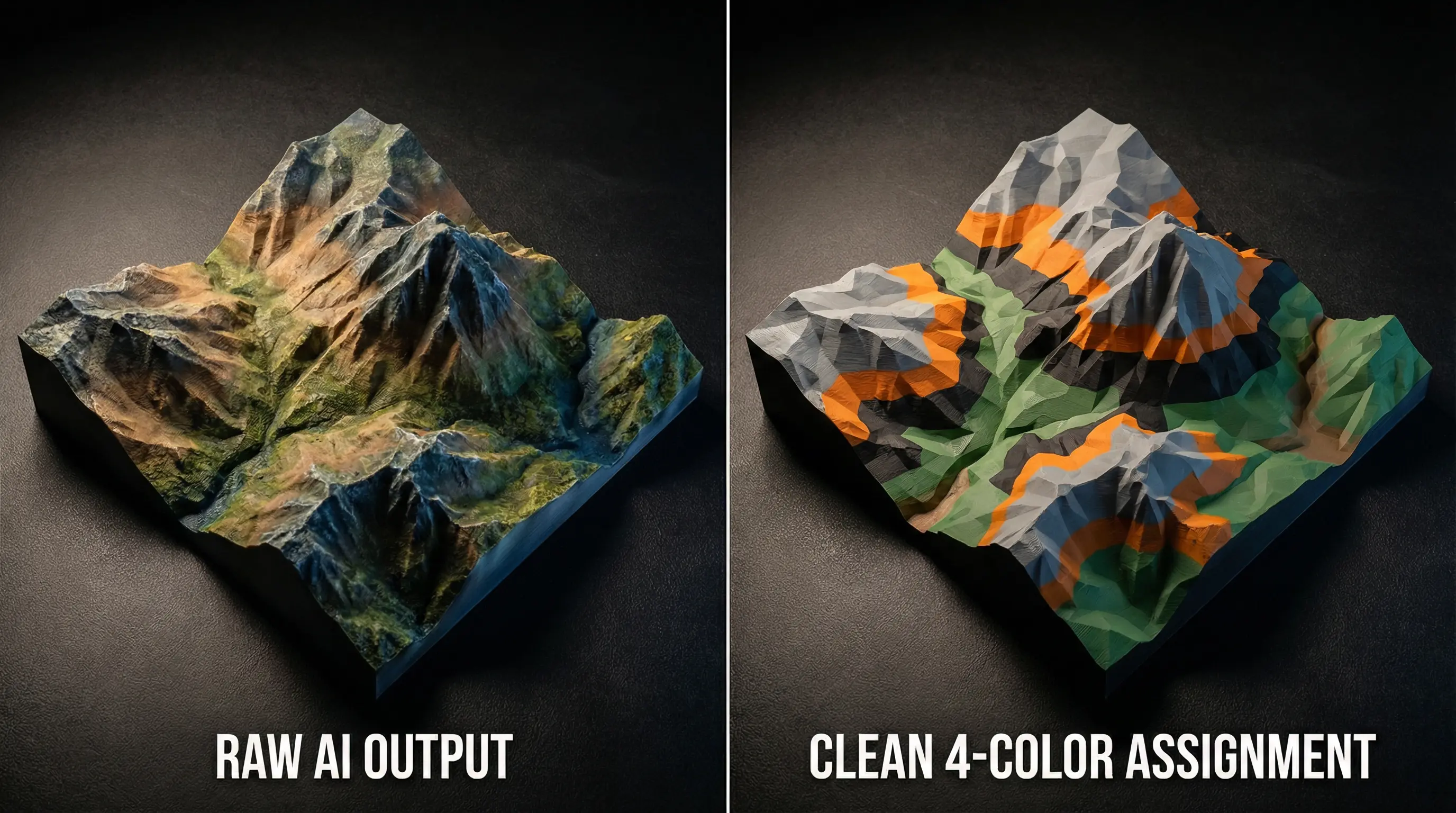 Before and after color assignment comparison